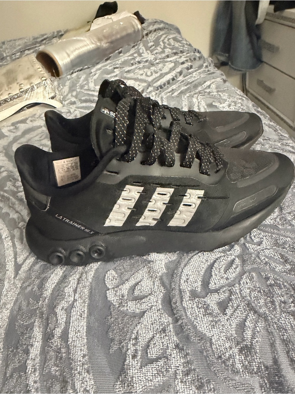 adidas Black Sneakers with Silver Stripe Accents